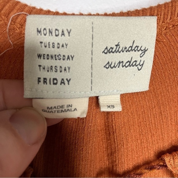 Anthropologie Saturday Sunday ribbed tiered jumpsuit rust colored size XS - Picture 5 of 11